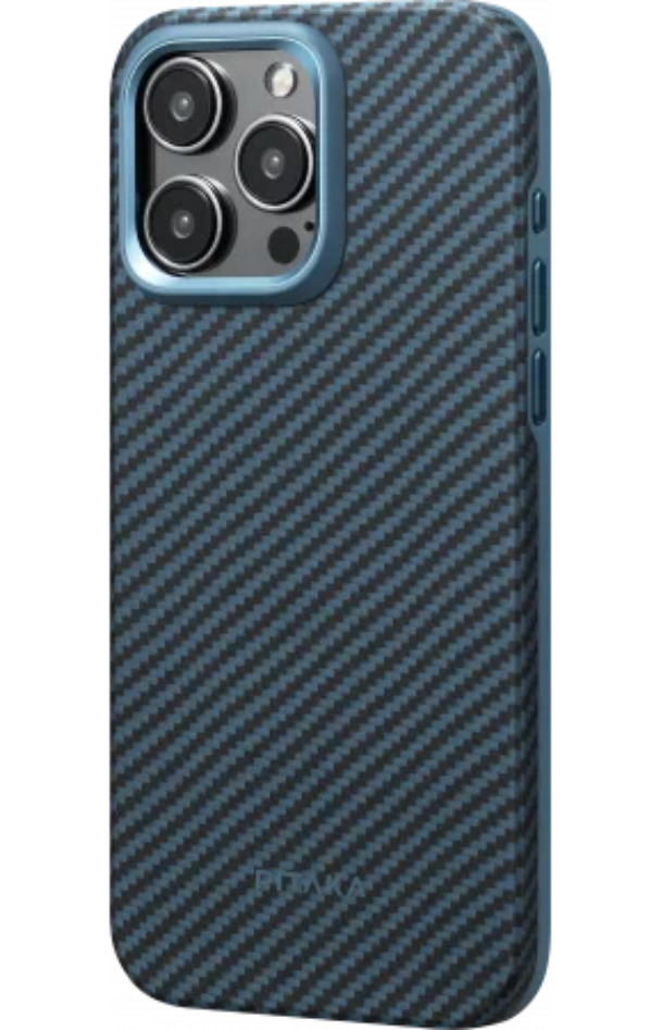 Усиленный чехол PITAKA MagEZ Pro 4 для iPhone 15 Pro 6.1", Черный/Синий (Черный/Синий Twill) 1500D