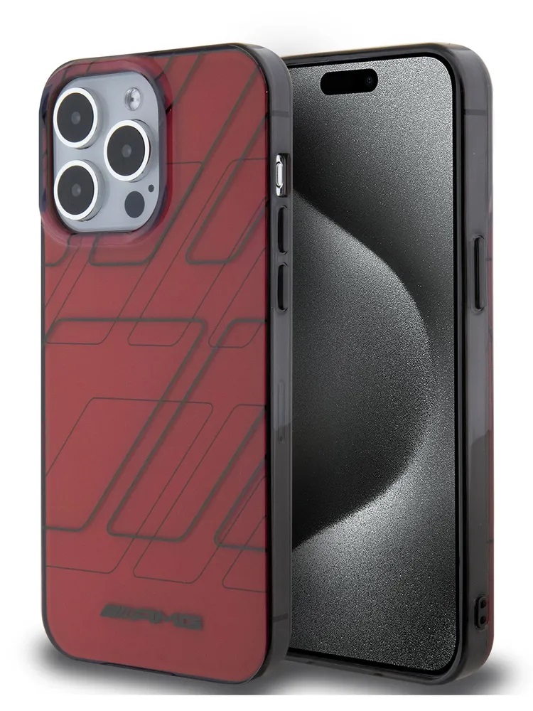Чехол AMG для iPhone 15 Pro Max, PC/TPU Double layer Large Rhombuses Hard, Красный