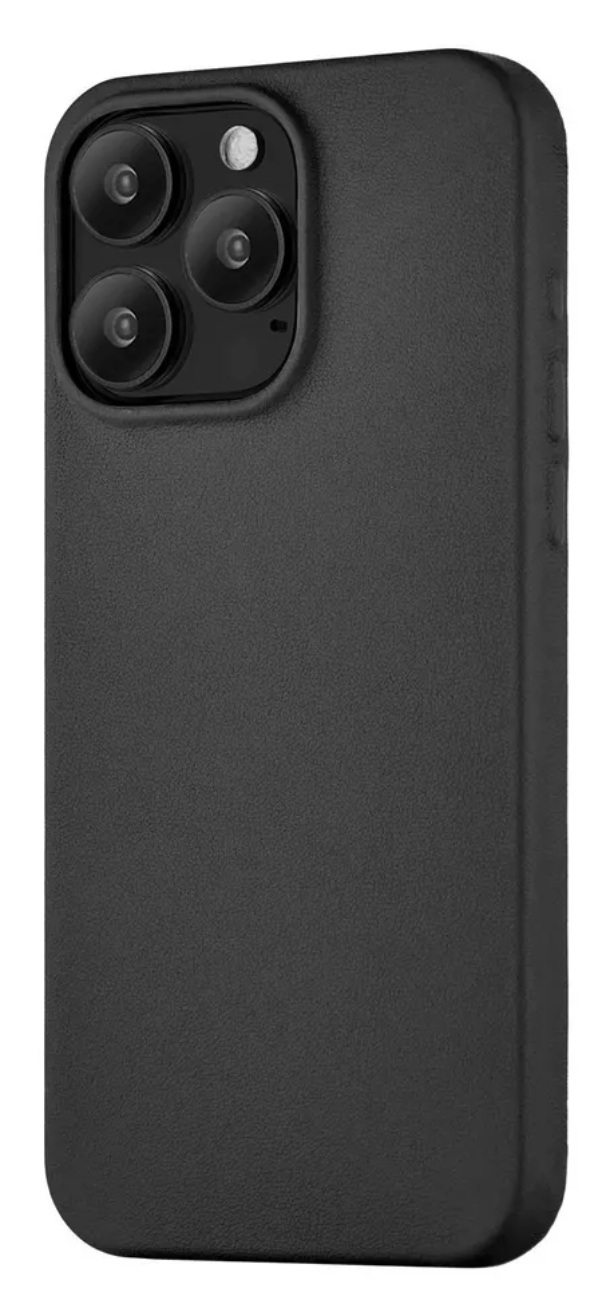 Чехол защитный uBear Capital Case для iPhone 15 Pro Max, натуральная кожа, MagSafe, Черный