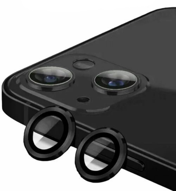 Защитное стекло линзы 9H Aluminum на камеру iPhone 15/15 Plus, Черное