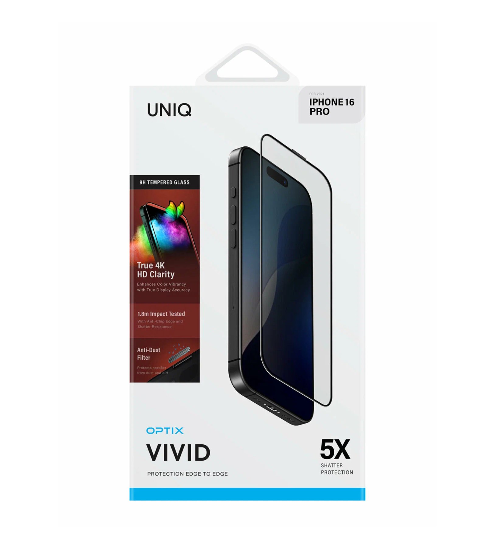 Стекло Uniq OPTIX Vivid (true colors) +Dust Filter Clear/Black (+installer) для iPhone 16 Pro