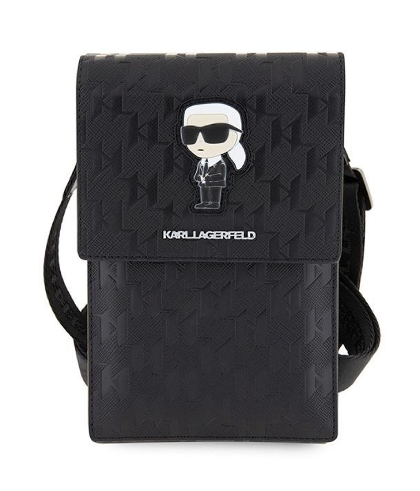 Сумка для смартфонов Lagerfeld Wallet Saffiano Monogram NFT Karl Ikonik, Черный