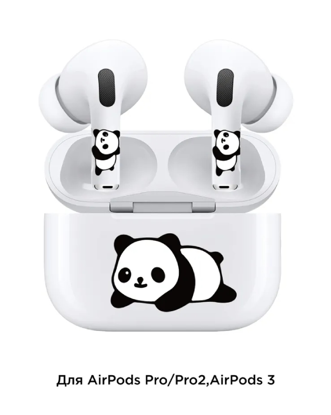 Набор наклеек "vlp" для наушников и зарядного кейса AirPods Pro/Pro2, Панда