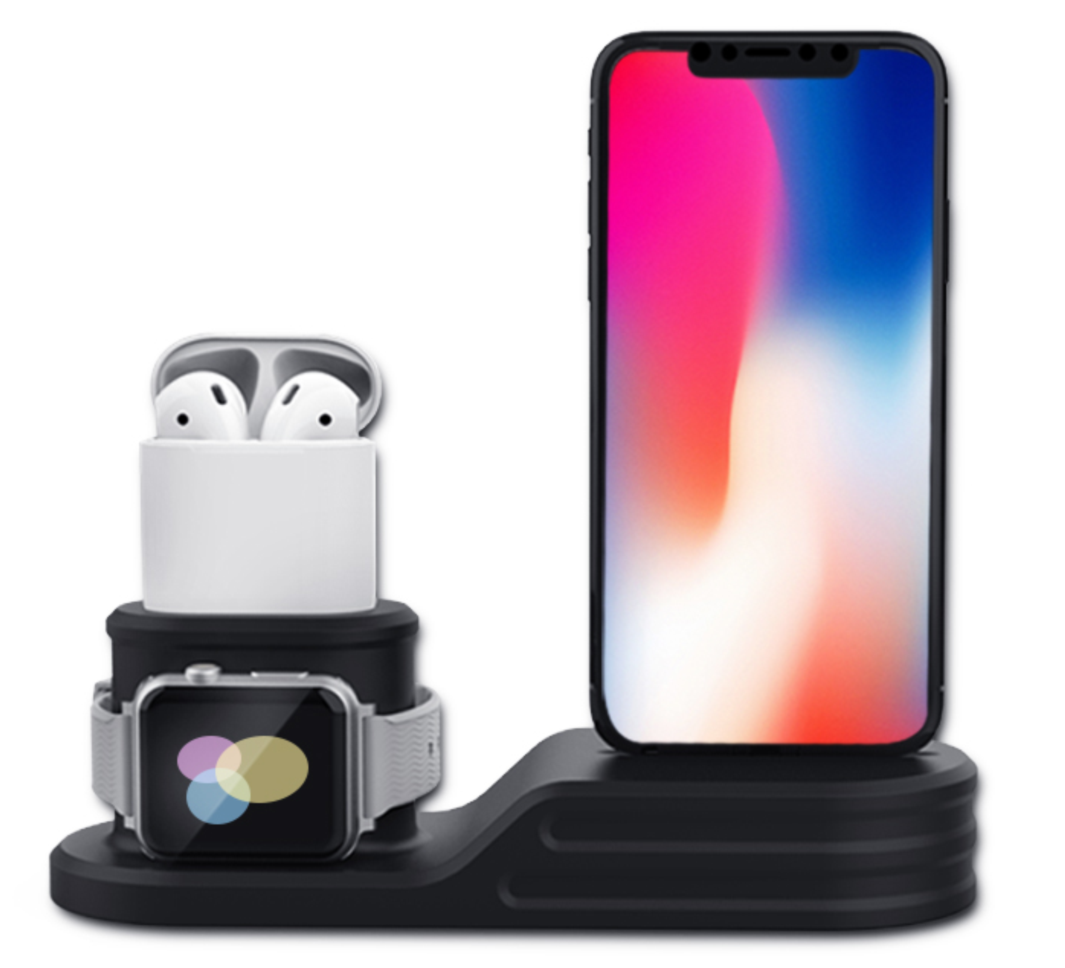 Подставка 3 в 1 для iPhone, Watch, AirPods, Черный