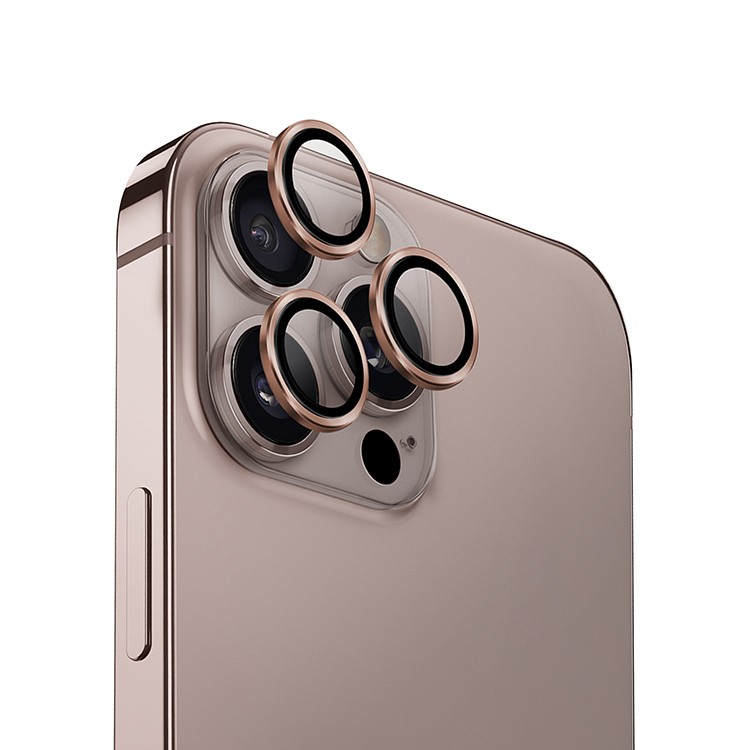 Защитные линзы WiWU Falcon на камеру iPhone 16 Pro/16 Pro Max, Розовое Золото