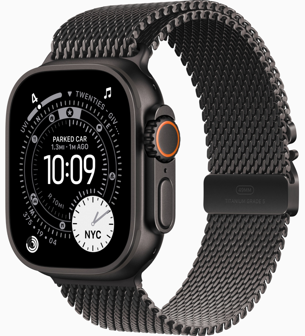 Apple Watch Ultra 3 GPS, 49 мм, корпус из черного титана, ремешок Milanese черного цвета S