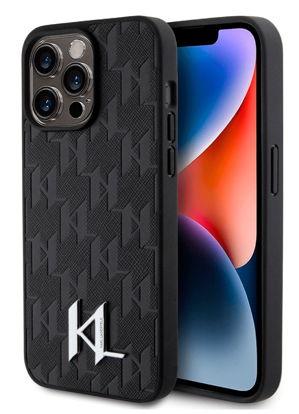 Чехол Lagerfeld для iPhone 15 Pro Max, PU Saffiano Monogram Metal logo Hard, Черный Чехол Lagerfeld для iPhone 15 Pro Max, PU Saffiano Monogram Metal logo Hard, Черный