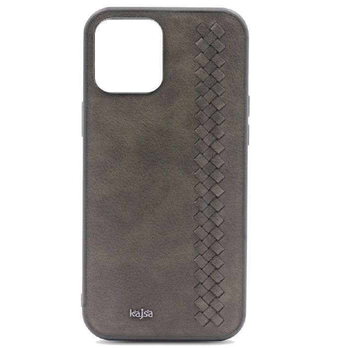 Чехол кожаный Коллекция Kajsa Preppie вертикального плетения для iPhone 12 mini, Зеленый