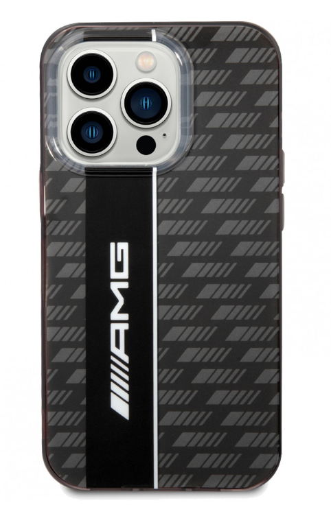 Чехол AMG для iPhone 14 Pro Max, PC/TPU Двухслойный карбоновый узор, Серый