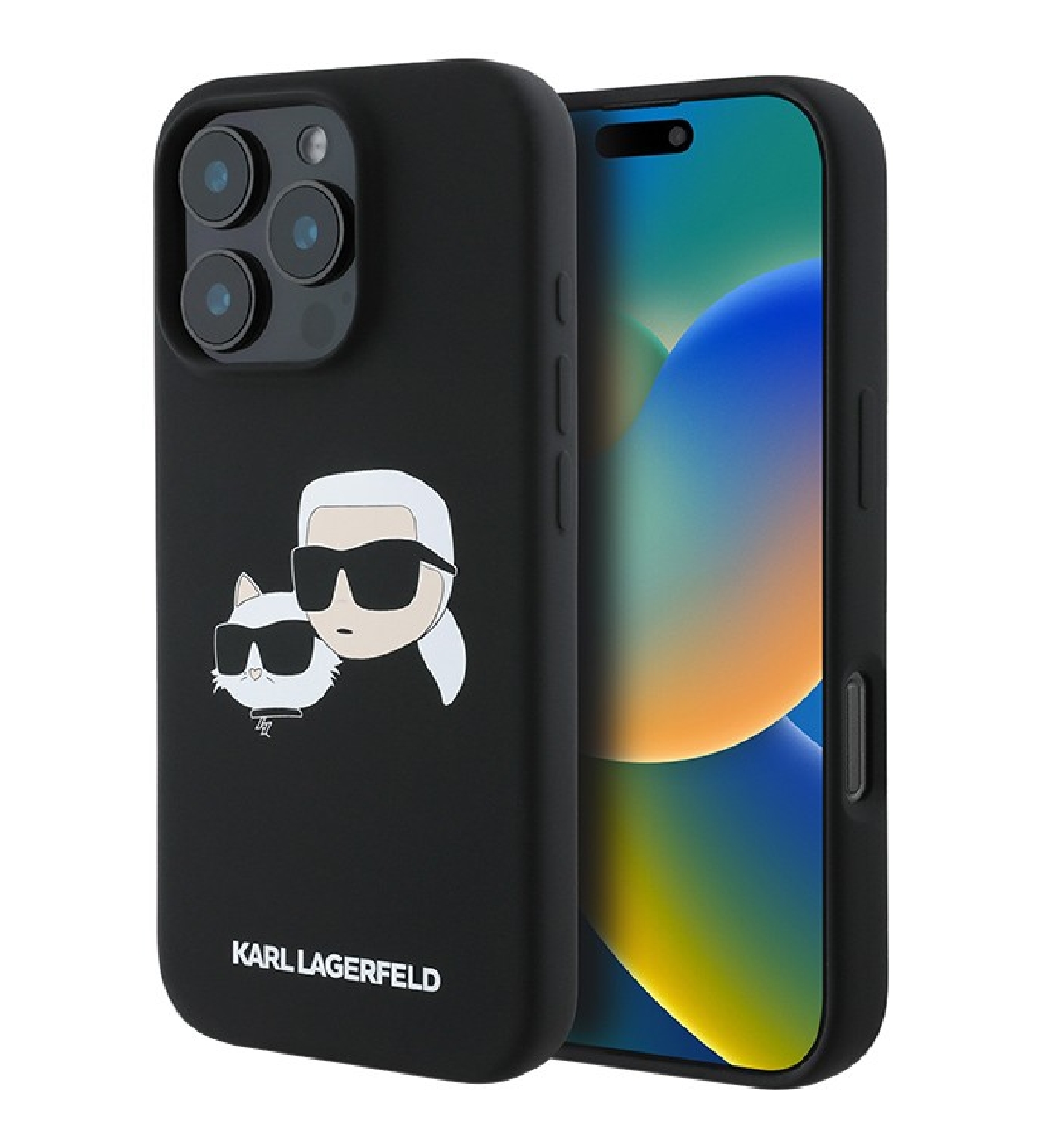 Чехол Lagerfeld Liquid Silicone NFT Karl & Choupette Head Hard с MagSafe для iPhone 16 Pro Max, Черный