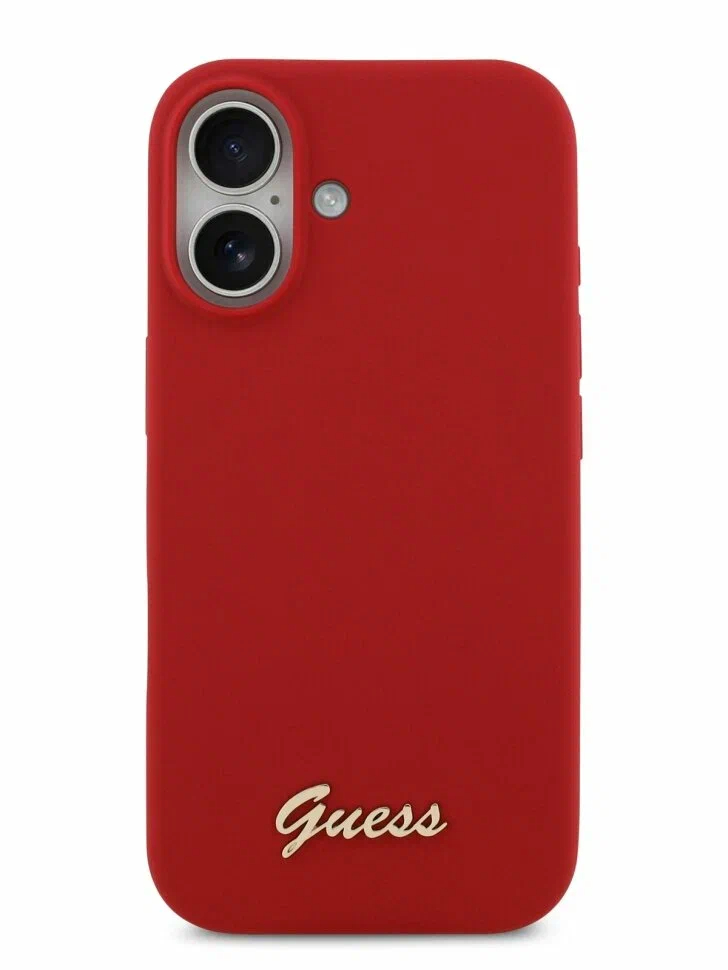 Чехол Guess iPhone Air чехол Liquid silicone Gold metal logo & Camera Hard Magenta, MagSafe, Красный