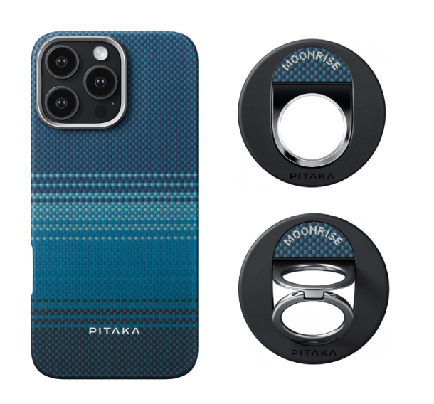 Чехол PITAKA Ultra-Slim Case для iPhone 16 Pro Max, Синий с магнитным кольцом MagEZ Grip3, Синий