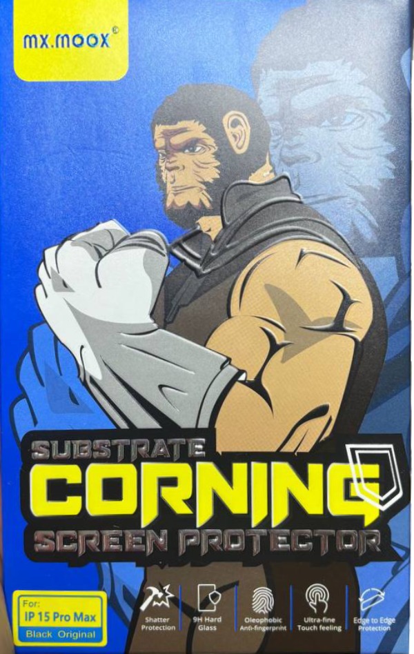 Защитное стекло MX.MOOX Corning Black для Apple iPhone 15 Pro Max, Черная рамка