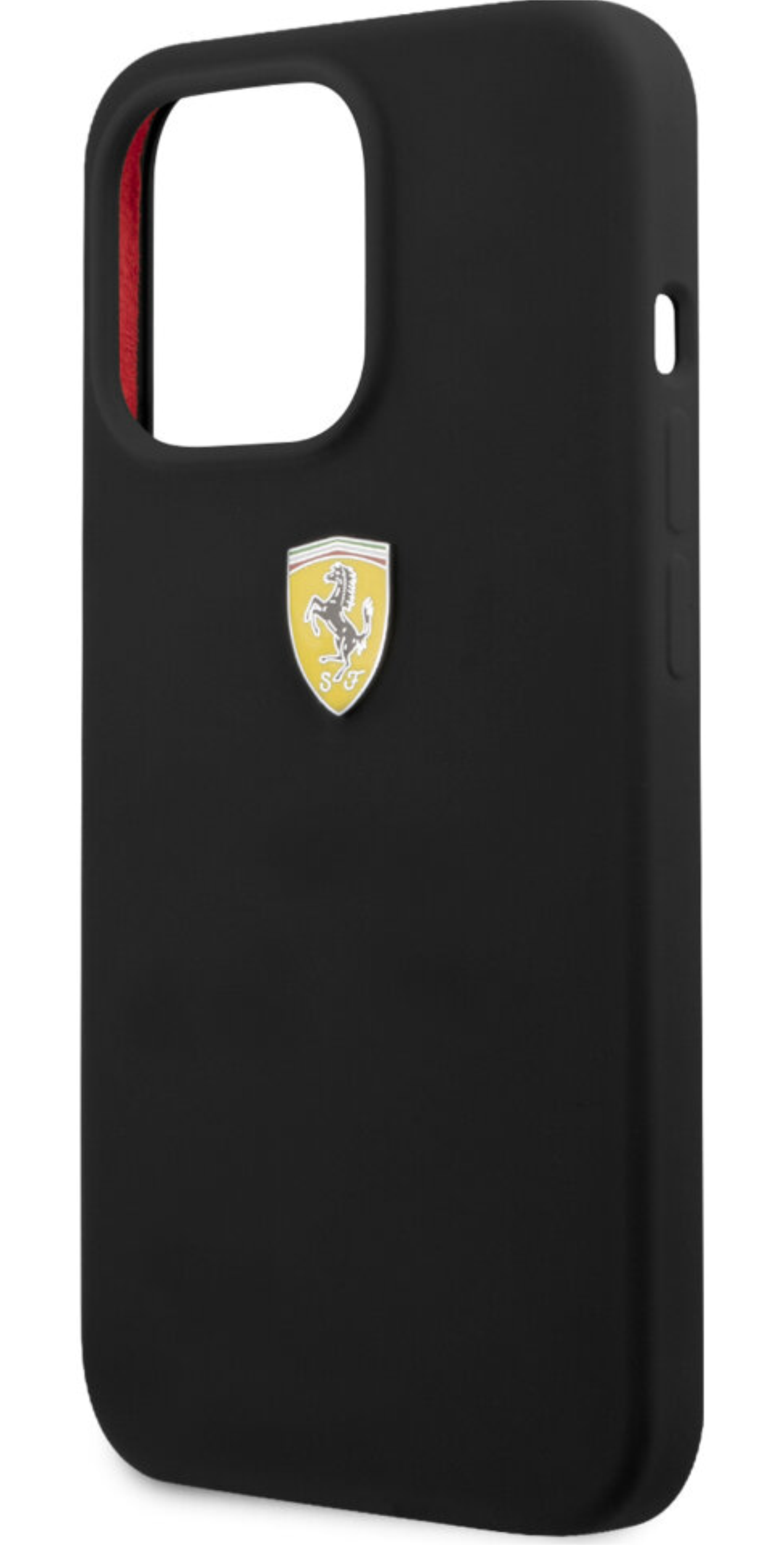 Чехол Ferrari для iPhone 13 Pro Max, Силикон с металлическим логотипом, Черный