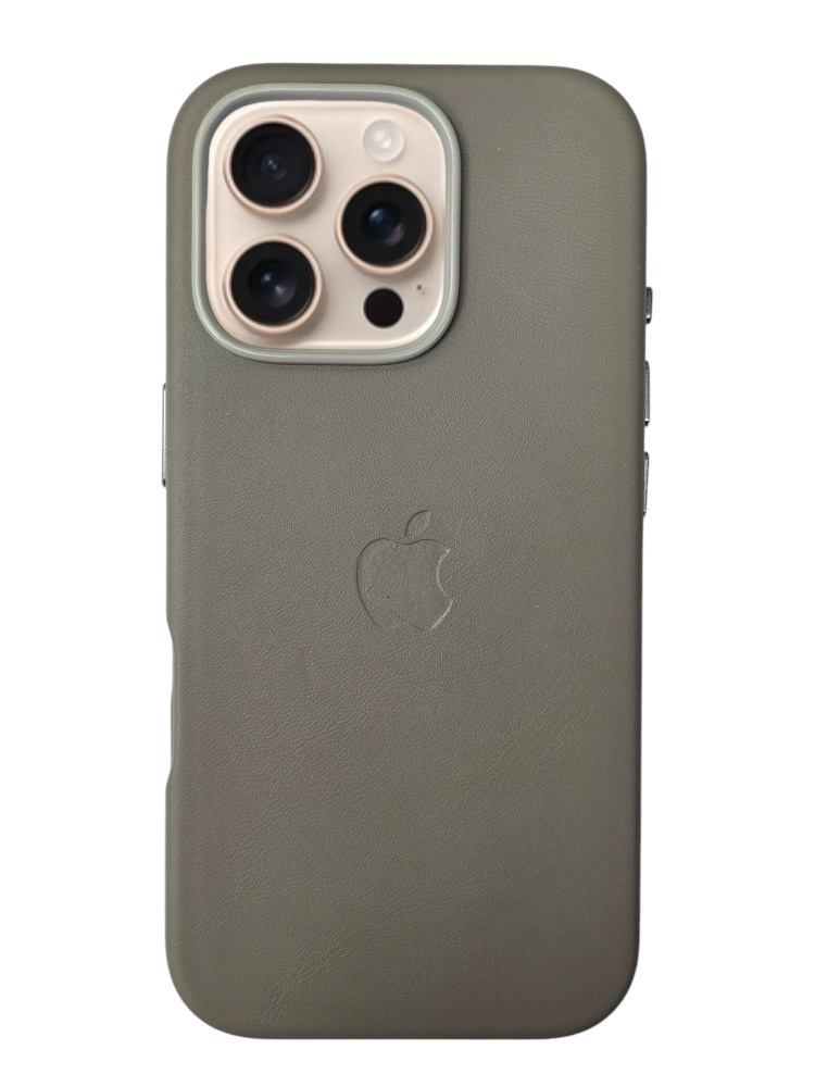 Чехол Leather Case с MagSafe для iPhone 16 Pro, Серый