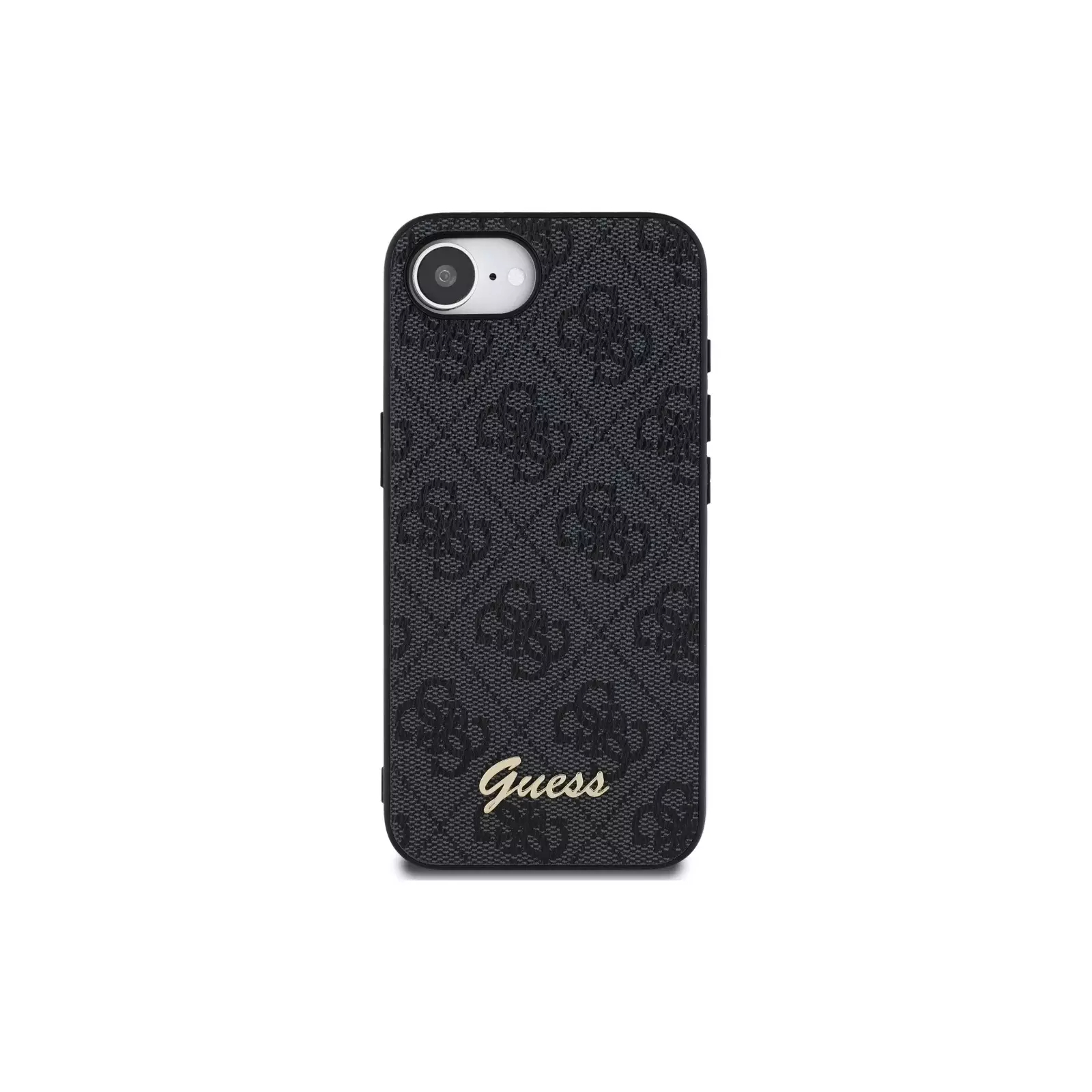 Чехол Guess для iPhone 16e PU 4G Script metal logo Hard Black (MagSafe)