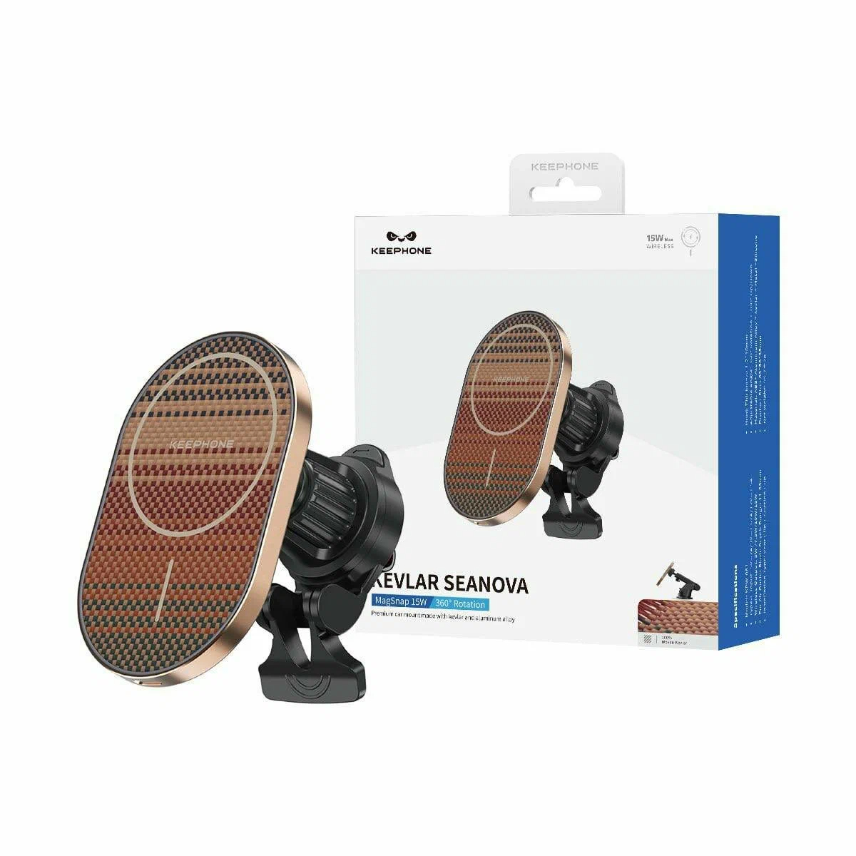Автомобильный держатель Keephone Kevlar Seanova с MagSafe, бежевый