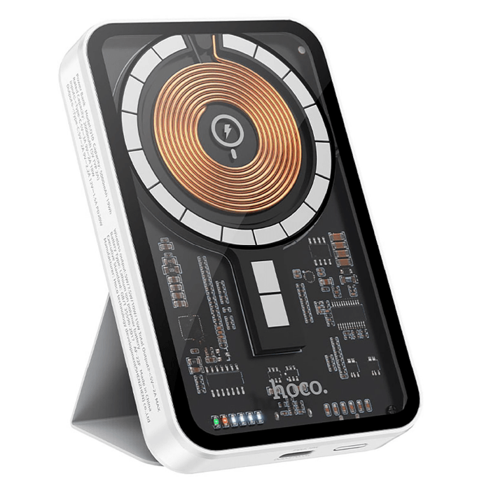 Power Bank Hoco Q10A Transparent discovery edition PD 20W, быстрая магнитная зарядка, 10000 мА·ч, Белый