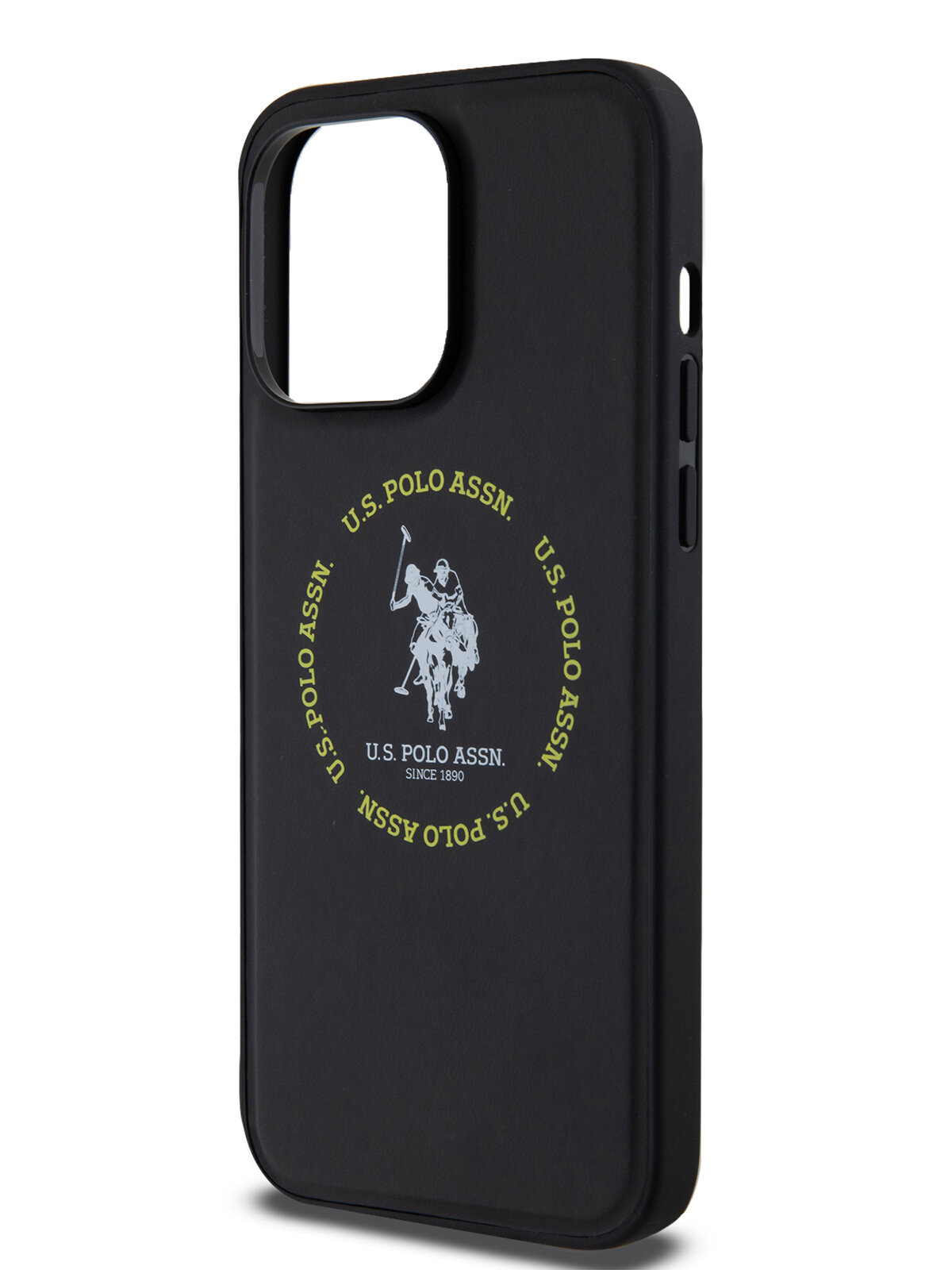 Чехол U.S. Polo для iPhone 15 Pro max с MagSafe, PU Круглый логотип, Черный Чехол U.S. Polo для iPhone 15 Pro max с MagSafe, PU Круглый логотип, Черный
