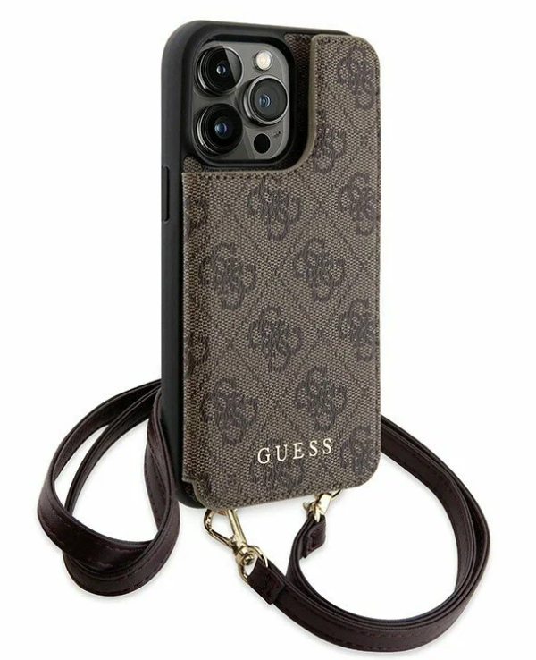 Чехол Guess для iPhone 15 Pro Max, Магнитный крестовина 4G, Коричневый Чехол Guess для iPhone 15 Pro Max, Магнитный крестовина 4G, Коричневый