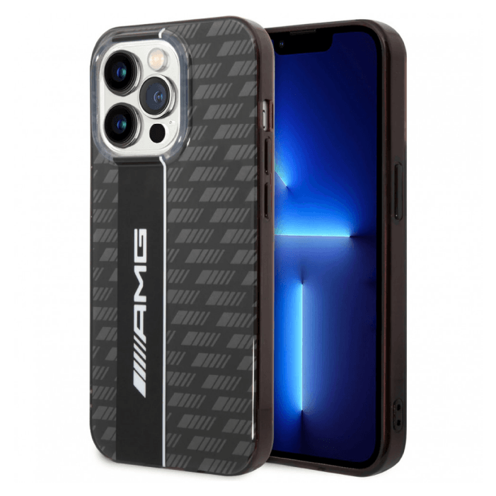 Чехол AMG для iPhone 14 Pro, PC/TPU Карбон с узором, Черный