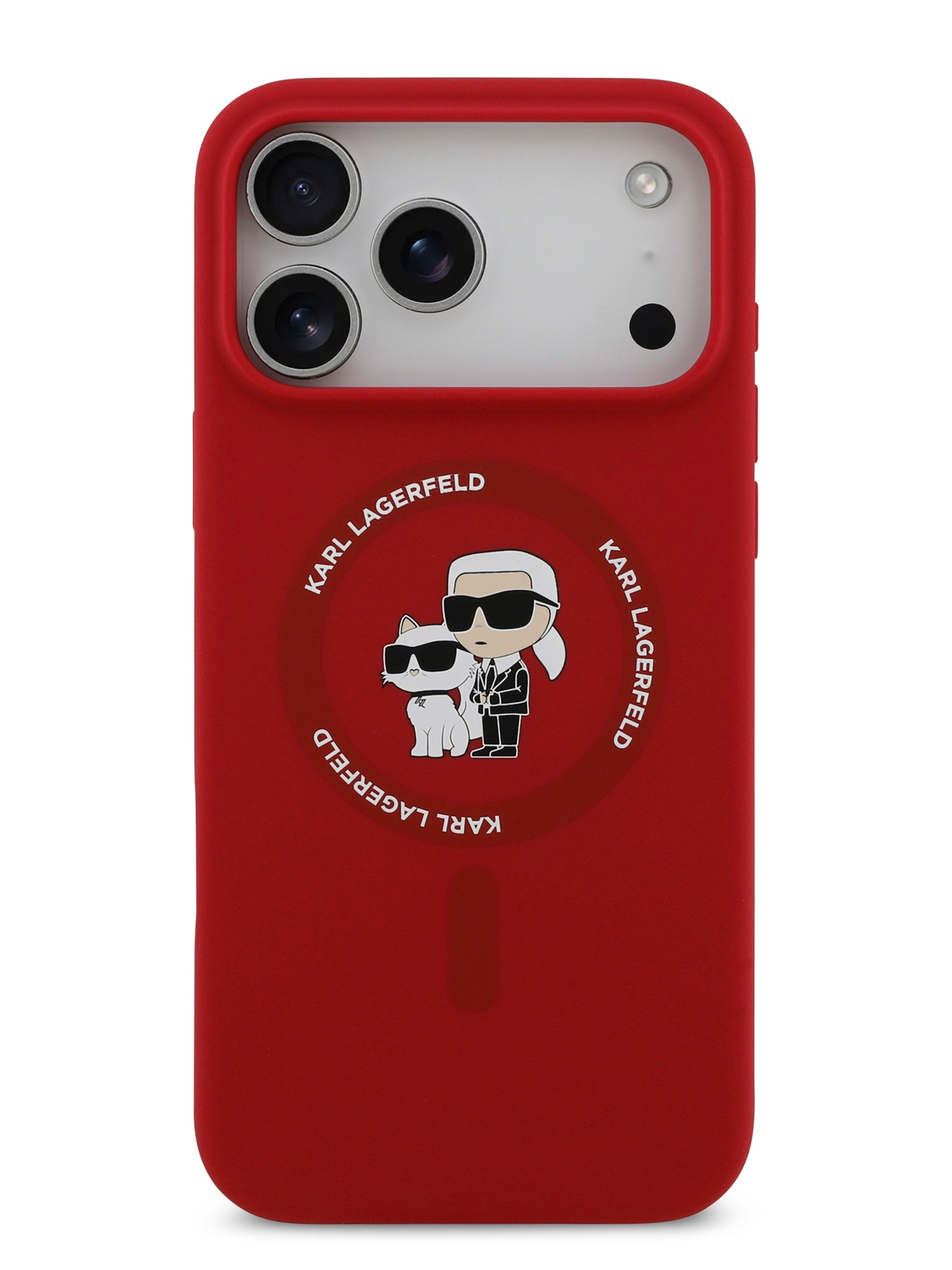 Чехол Lagerfeld iPhone 17 Pro Liquid Silicone NFT Karl & Choupette Hard Red, Magsafe, Красный