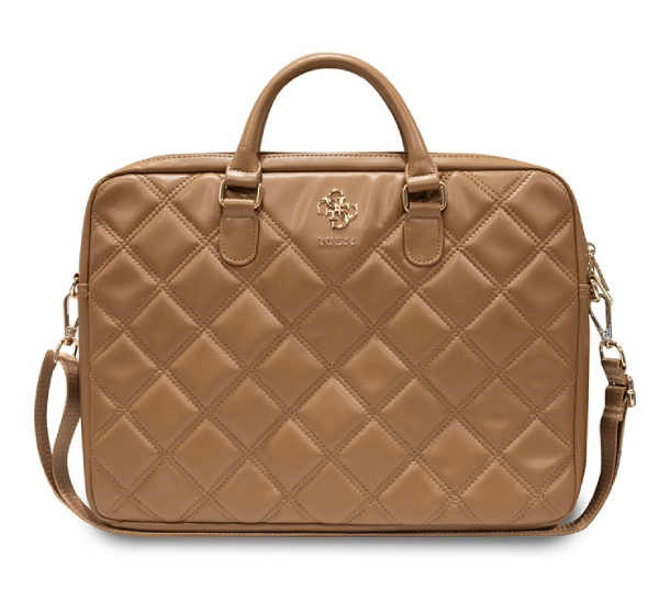 Guess для ноутбуков 15"/16" Quilted Bag 4G металлический логотип с Zipper, Коричневый