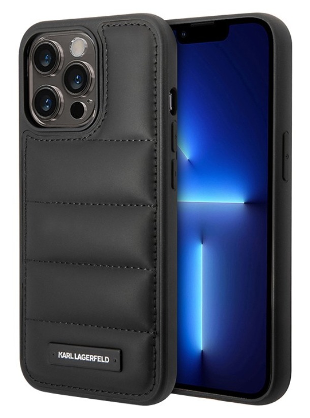 Чехол Lagerfeld для iPhone 15 Pro, PU Quilted Metal logo Hard, Черный