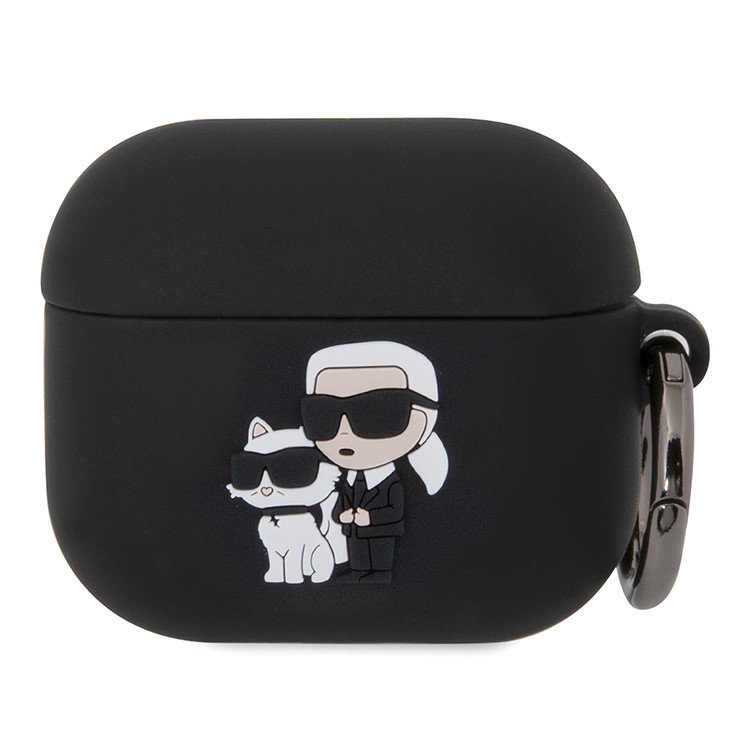Чехол Lagerfeld для Airpods 3, Силикон с кольцом NFT Karl & Choupette, Черный