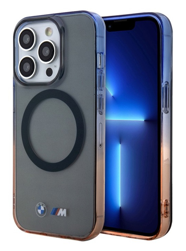 Чехол BMW для iPhone 15 Pro, M-Collection PC/TPU Gradient bumper Hard MagSafe, Серый