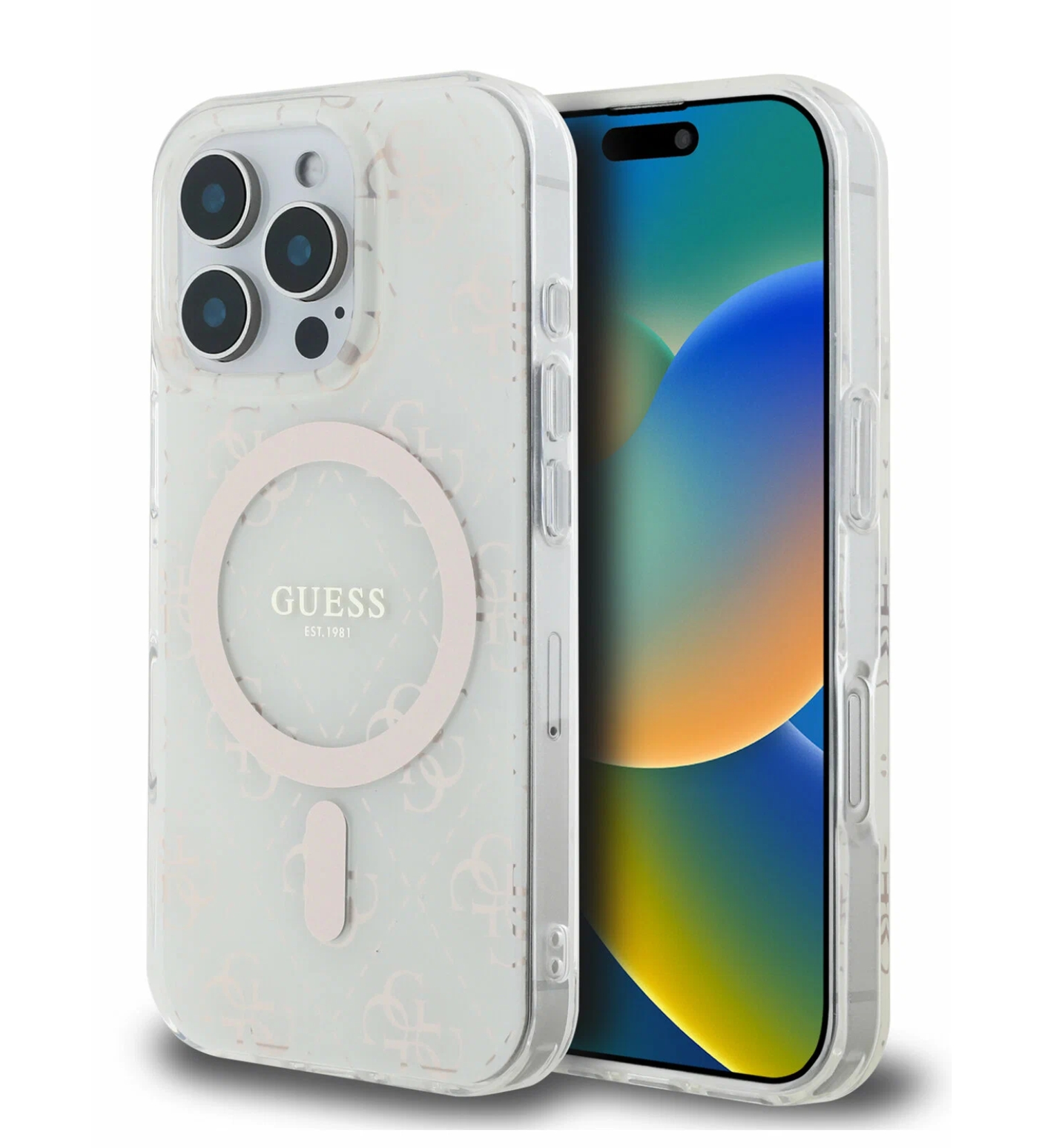Чехол Guess PC/TPU 4G Tone On Tone Hard с MagSafe для iPhone 16 Pro Max, Белый