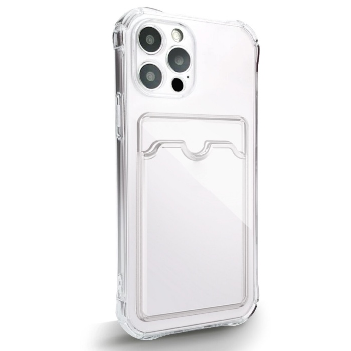 Чехол Силиконовый для iPhone 12 Pro, Прозрачный с кармашком для карт