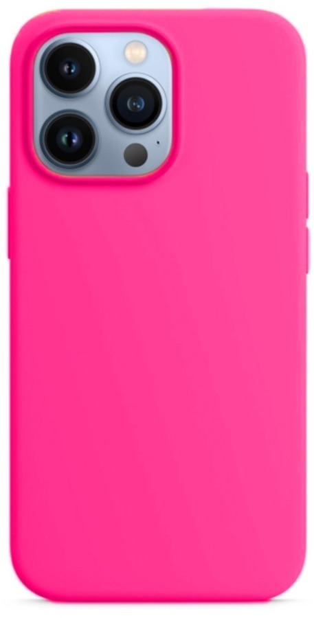 Оригинальный Силиконовый чехол для iPhone 13 Pro Max, Неоново-розовый