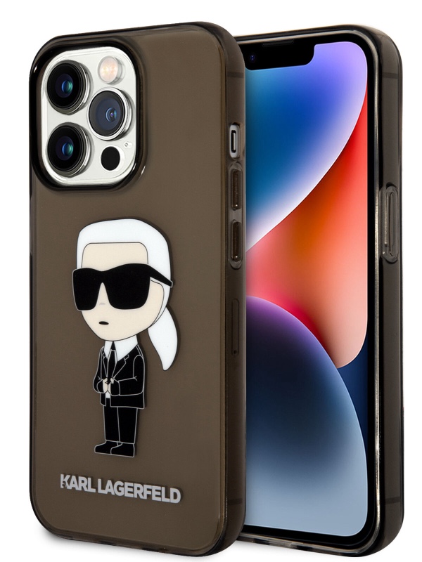 Чехол Lagerfeld для iPhone 15 Pro Max PC/TPU NFT Karl & Karl Ikonik Полупрозрачный, Черный