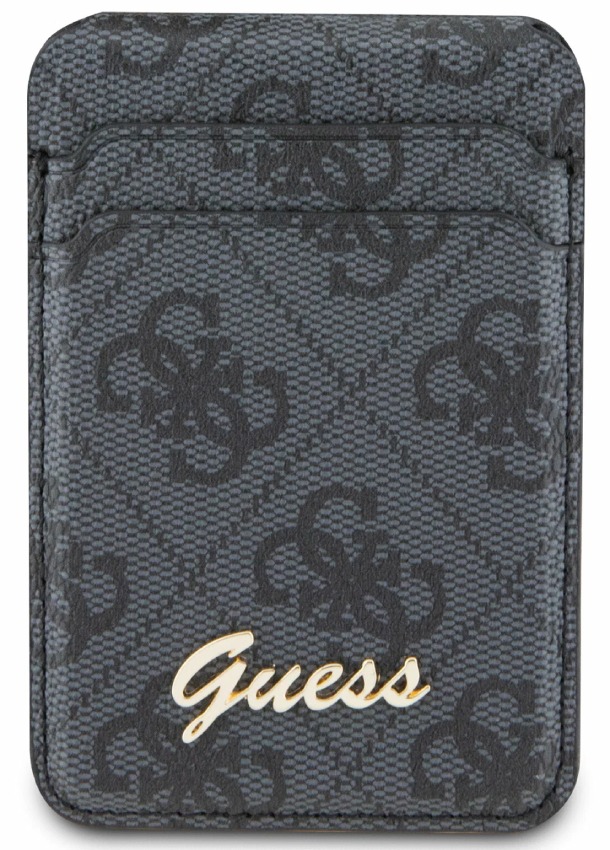 Чехол-бумажник Guess Wallet Cardslot MagSafe PU 4G Script metal logo, Черный