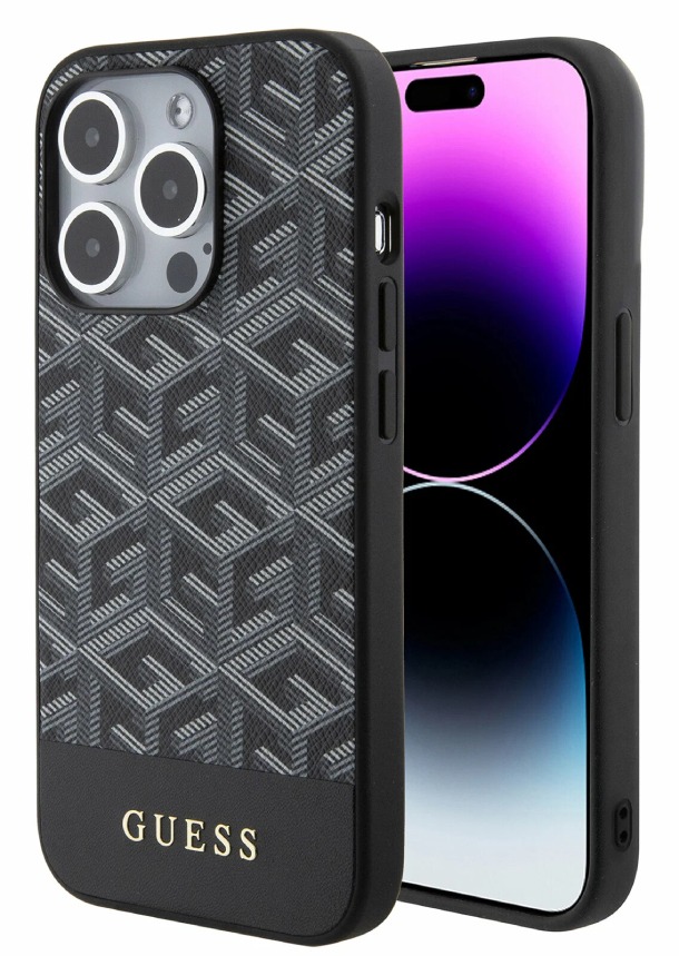 Чехол Guess для iPhone 15 Pro, PU G CUBE Hard MagSafe, Черный