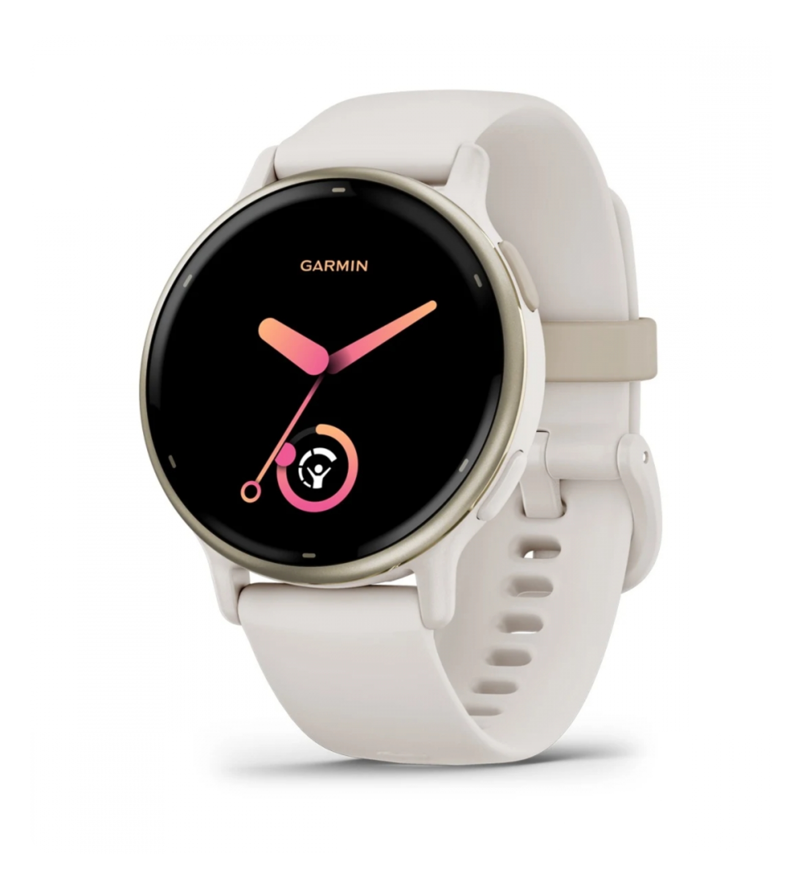 Garmin Vivoactive 5, Кремово-золотой алюминиевый ободок с корпусом цвета слоновой кости и силиконовым браслетом