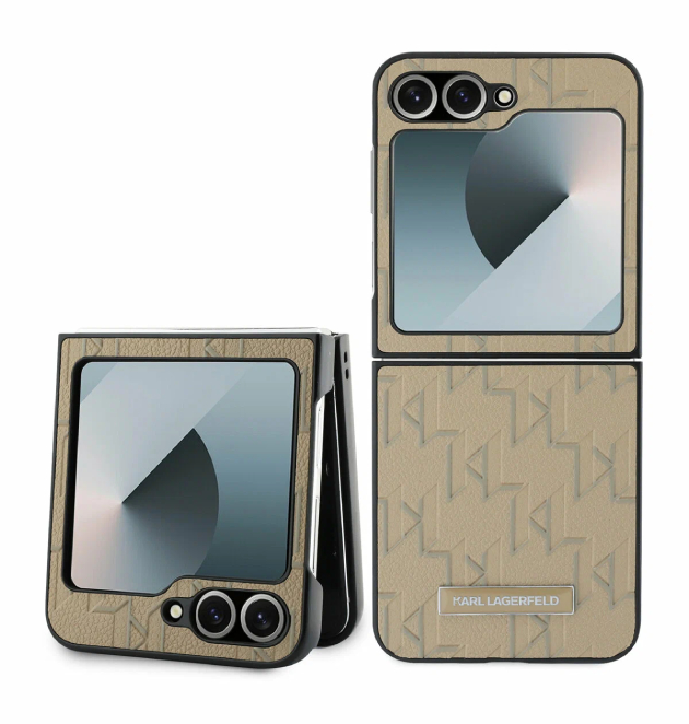 Чехол Lagerfeld для Galaxy Z Flip6, PU Monogram Hard, Бежевый