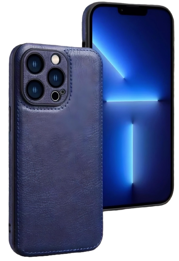 Чехол из Экокожи для iPhone 15 Pro, синий