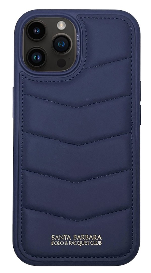 Чехол кожанный Santa Barbara Polo Clyde Series Puffer для iPhone 15 Pro Max, Синий