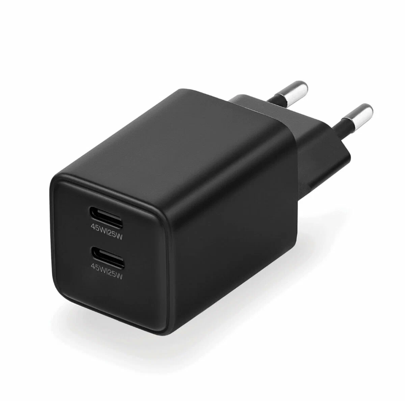 Сетевое зарядное устройство uBear Wall charger Bridge 45W, 2 ports (2 Ports USB-C) , 45W, Черный