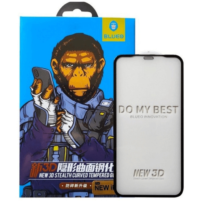 Защитное Стекло BLUEO 3D Curved Stealth HD (с уплотнит.) для iPhone 11 Pro/X/XS, 0.30mm, Черный