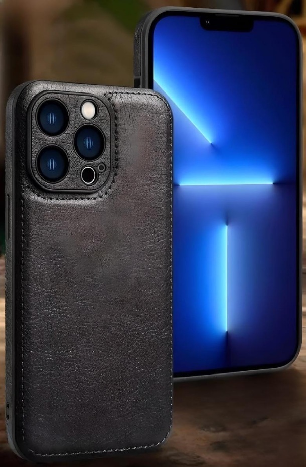 Чехол из Экокожи для iPhone 15 Pro, Черный