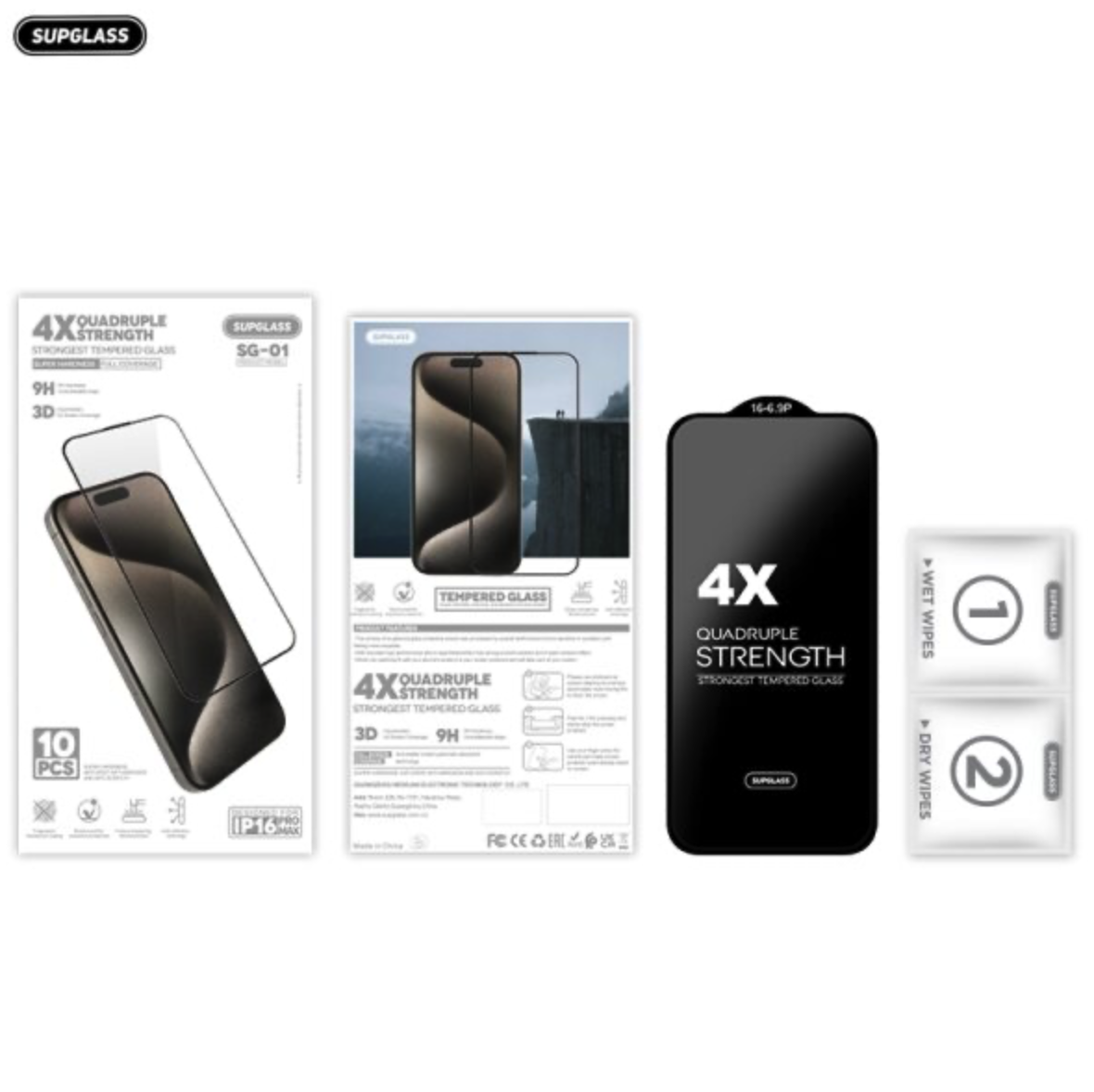 Защитное стекло Supglass SG-01 4X Quadruple Strength Glass 10-in-1 For iPhone 17 Pro Max (6.9)