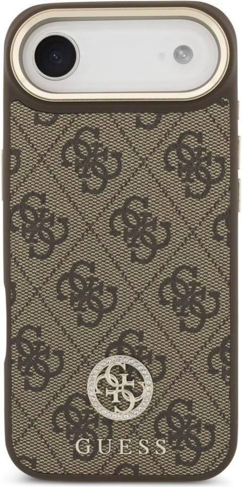 Чехол Guess iPhone Air PU 4G Diamond metal logo Gold camera Hard Brown, MagSafe, Коричневый