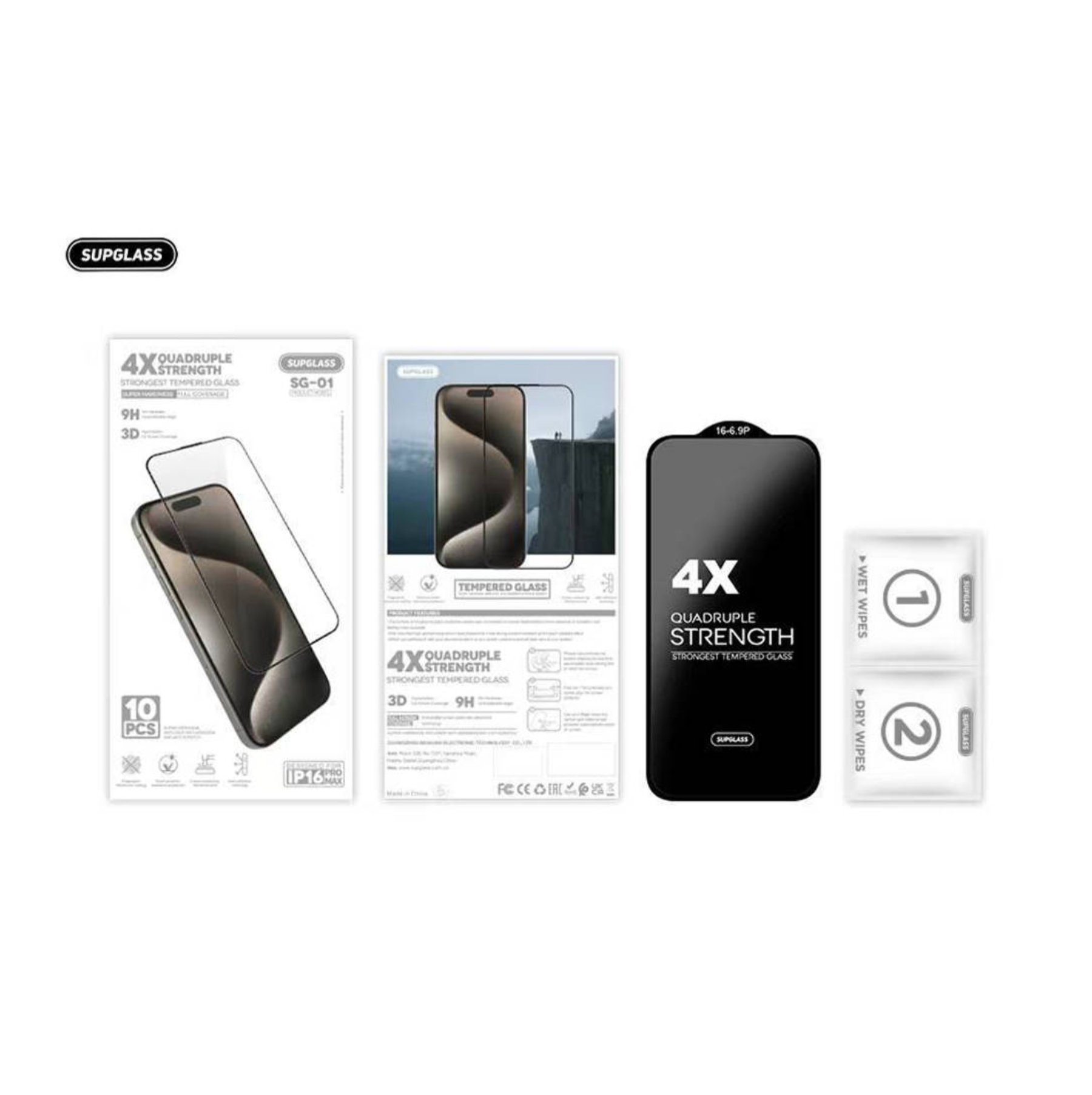 Защитное стекло Supglass SG-01 4X Quadruple Strength Glass 10- in-1 для iPhone 16 Pro Max (6.9)