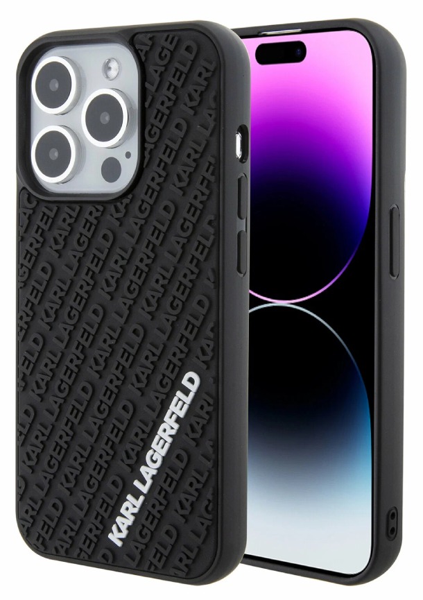 Чехол Lagerfeld для iPhone 15 Pro, 3D Rubber Multi Logo Hard, Черный