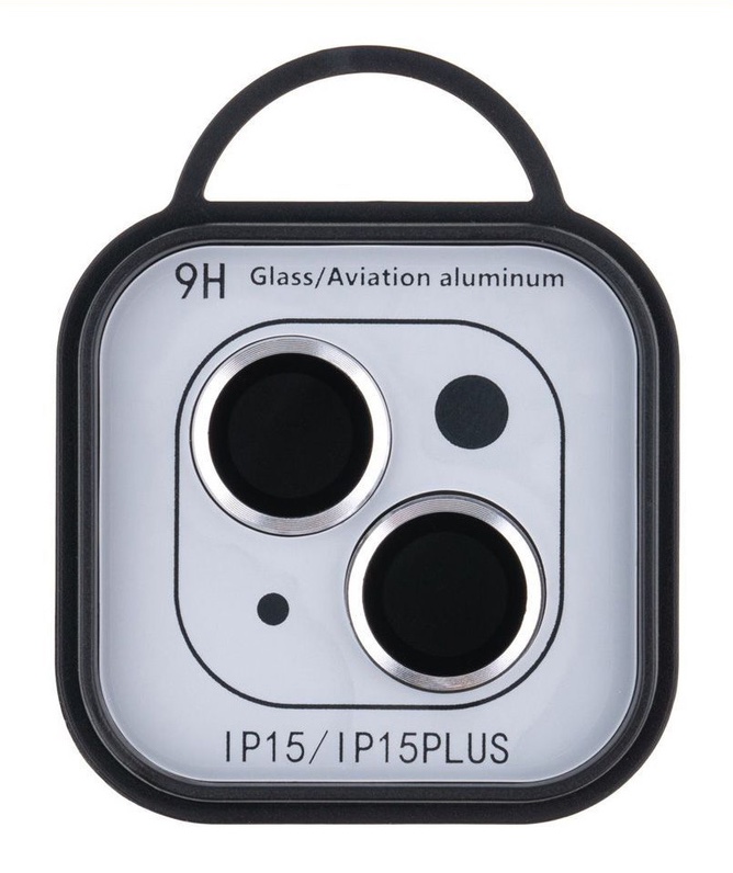 Защитное стекло линзы 9H Aluminum на камеру iPhone 15/15 Plus, Белое