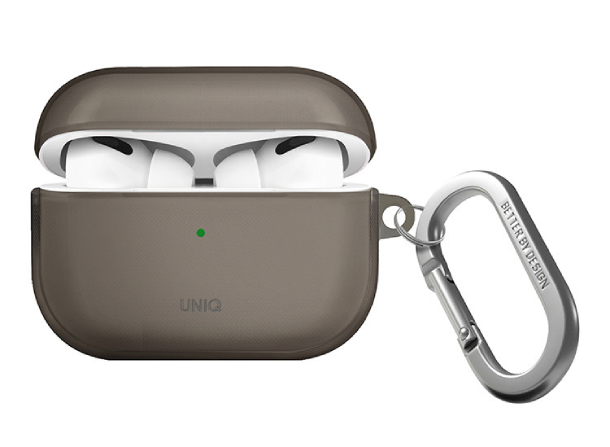 Чехол Uniq Glase TPU c карабином для AirPods Pro 2, Дымчато-серый