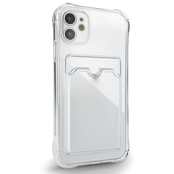 Чехол Силиконовый для iPhone 11, Прозрачный с кармашком для карт